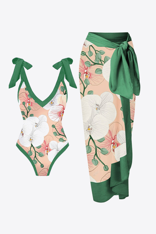 Tropical Floral Vacation Swimwear with coverup