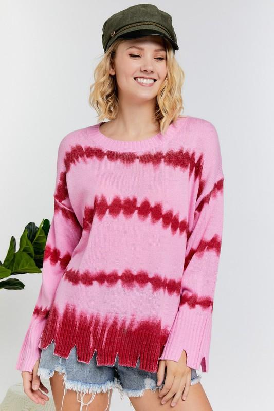 Pink Tie Dye Lightweight Sweater